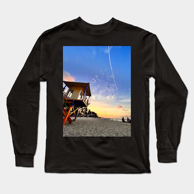 A sun-drenched beach with a crystal-clear ocean stretching out to the horizon. Long Sleeve T-Shirt by Dicaribe